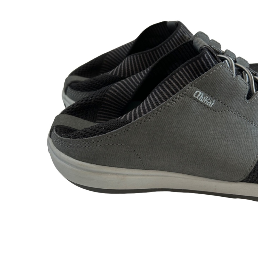 Olukai men’s Makia Ulana Kai shoes 10 black grey elastic laces drop in heel - Picture 11 of 13